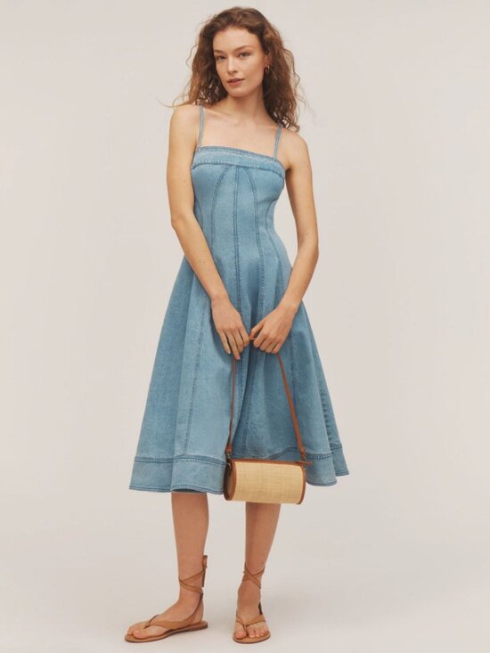 Anthropologie Dresses & Skirts - Anthropologie Pilcro Square Neck Seamed Chambray Midi Dress Small NWT